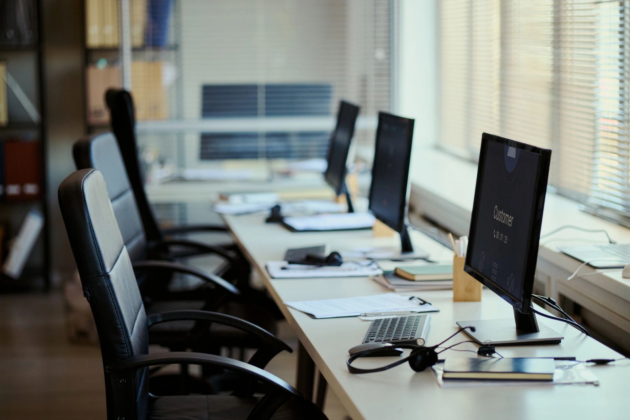 Professional office workstations prepared for support operations